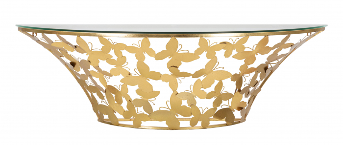Consola suspendata Butterflies, Fier/Sticla, Auriu, 37.2x120x40.5 cm [6]