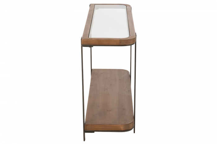 Consola Tremi, Lemn de Brad/Sticla, Natur/Negru [4]
