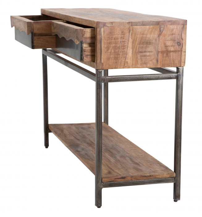 Consola Yellowstone, Lemn/Fier, Maro/Negru, 122x44x84 cm [7]