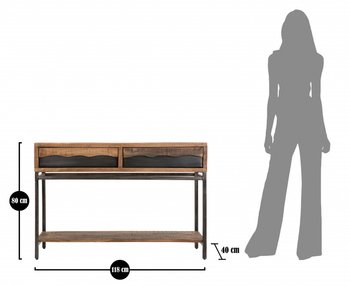 Consola Yellowstone, Lemn/Fier, Maro/Negru, 122x44x84 cm [8]