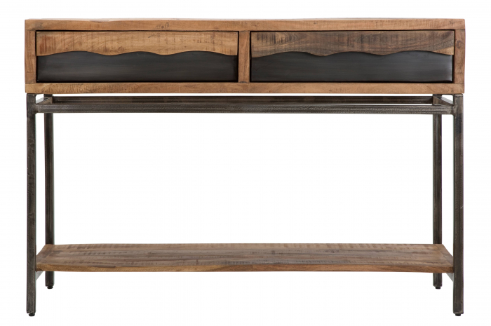 Consola Yellowstone, Lemn/Fier, Maro/Negru, 122x44x84 cm [2]