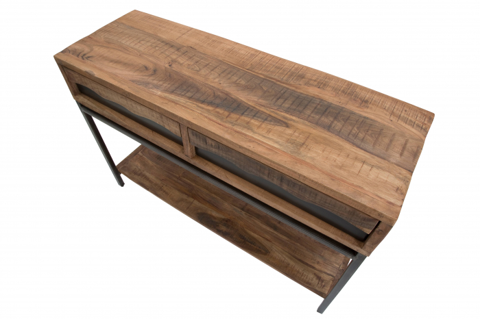 Consola Yellowstone, Lemn/Fier, Maro/Negru, 122x44x84 cm [5]