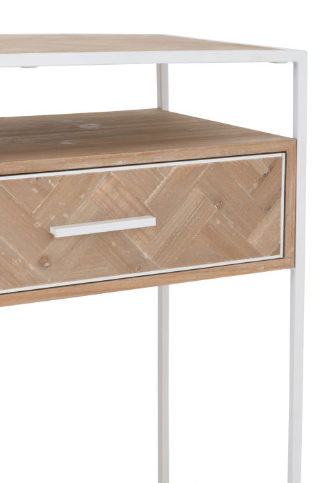 Consola Zigzag, Lemn, Alb, 120x40x80 cm [7]