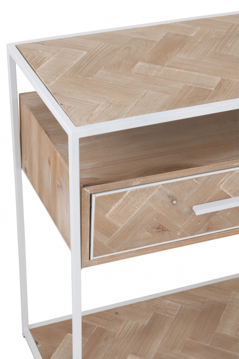 Consola Zigzag, Lemn, Alb, 120x40x80 cm [6]