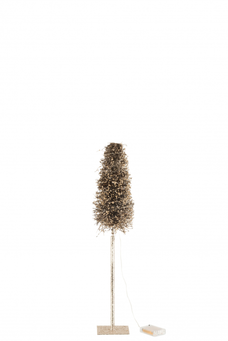 Copac LED, Rachita bambus, Maro, 14x14x60 cm