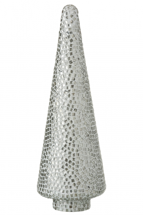 Decoratiune Copac, Sticla, Argintiu, 13x13x41 cm