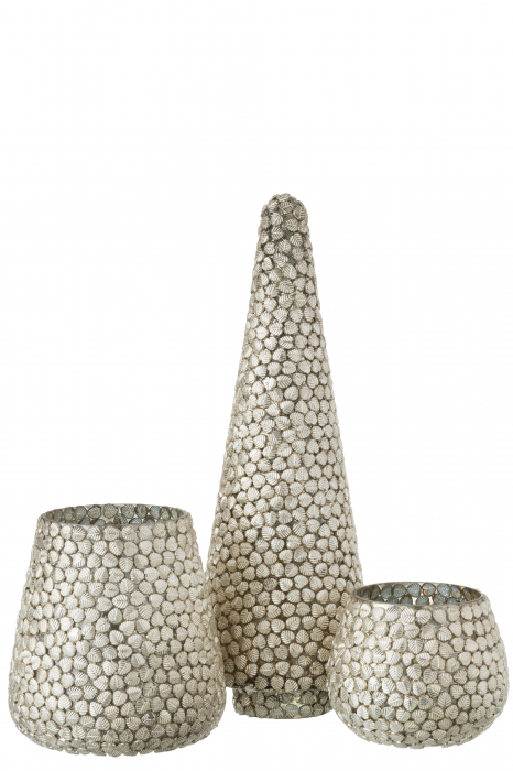 Decoratiune Copac, Sticla, Argintiu, 14x14x40 cm [2]