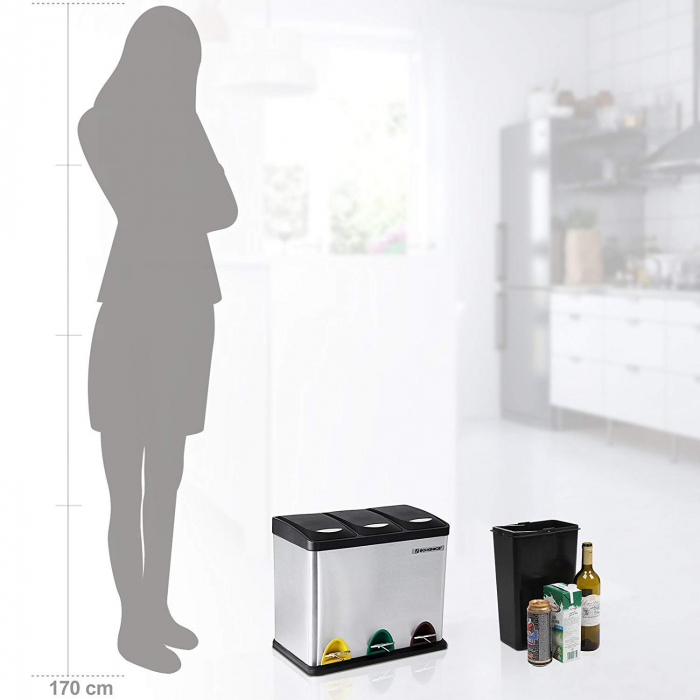 Cos de gunoi, Inox/plastic, 24L 46.5*29.5*40.5CM, Songmics [3]