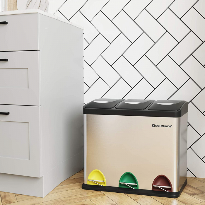 Cos de gunoi, Inox/plastic, 24L 46.5*29.5*40.5CM, Songmics [5]