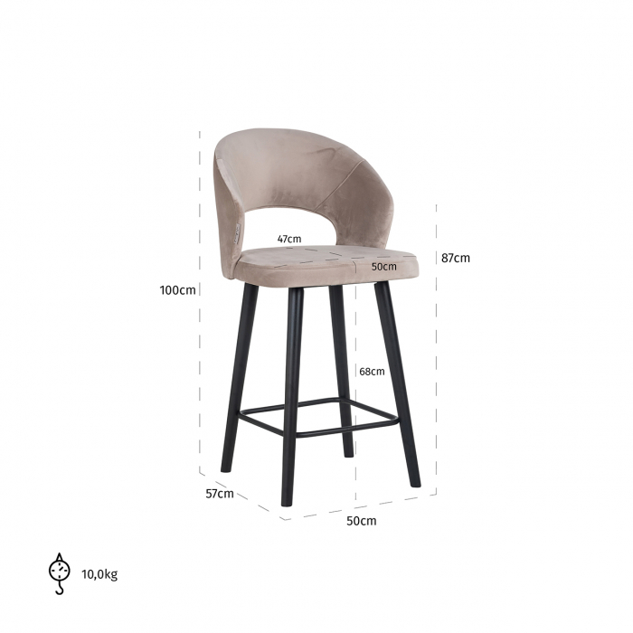 Scaun de bar Counter  Savoy bej  catifelat [5]