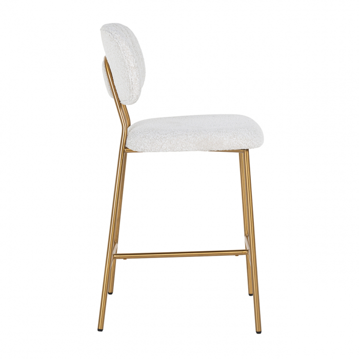 Scaun de bar Counter  Xenia alb  bouclé / auriu mat [2]