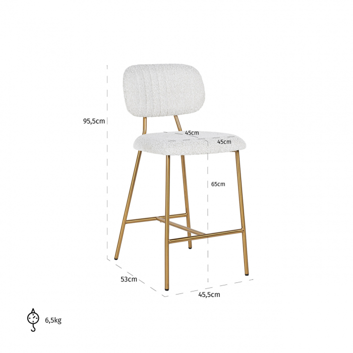 Scaun de bar Counter  Xenia alb  bouclé / auriu mat [5]