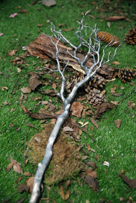 Crenguta artificiala Twig, Fibre artificiale, Argintiu, 80 cm