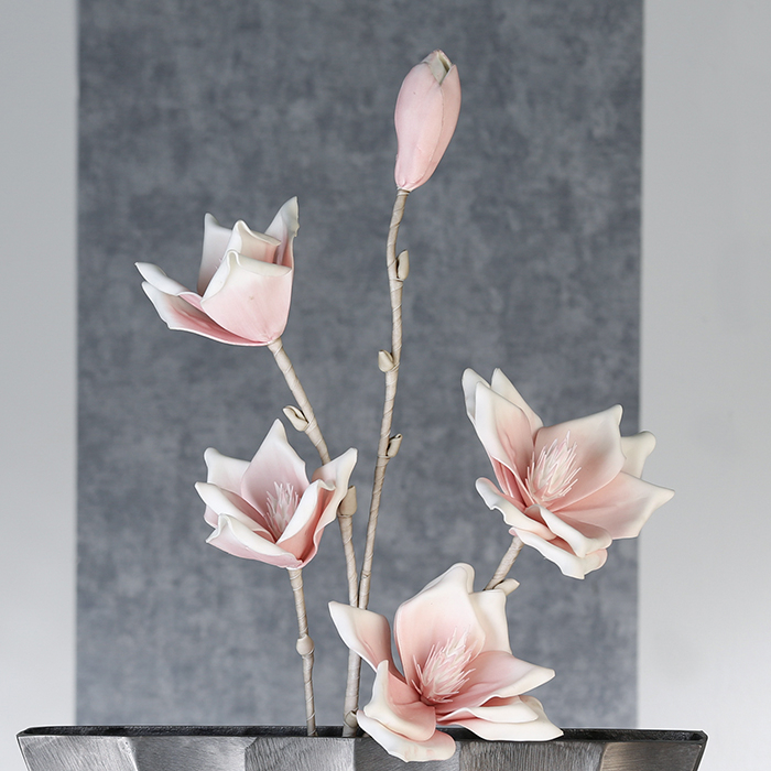 Crenguta cu 5 flori Lagarto, spuma, roz alb, 115 cm