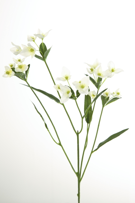 Crenguta cu flori artificiale Sierra, Fibre artificiale, Alb Verde, 64 cm FINK