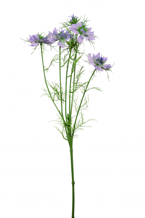 Poza Crenguta floare artificiala NIGELLA, Fibre sintetice, Crem Mov, 66 cm