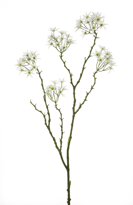Crenguta flori artificiale Allium, Fibre artificiale, Alb, 105 cm