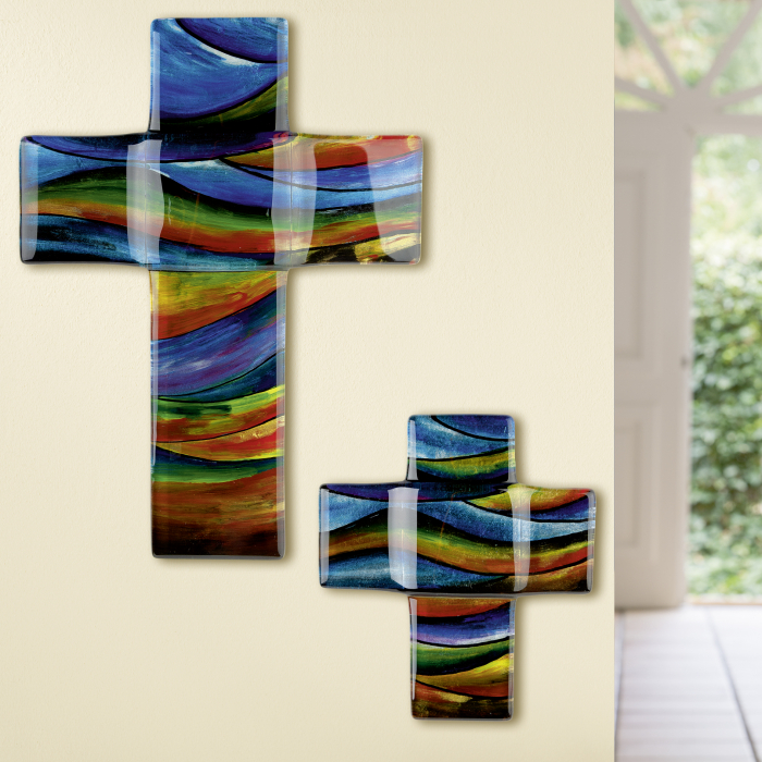 Cruce pentru perete Tree Design, sticla, multicolor, 16x18x2 cm GILDE