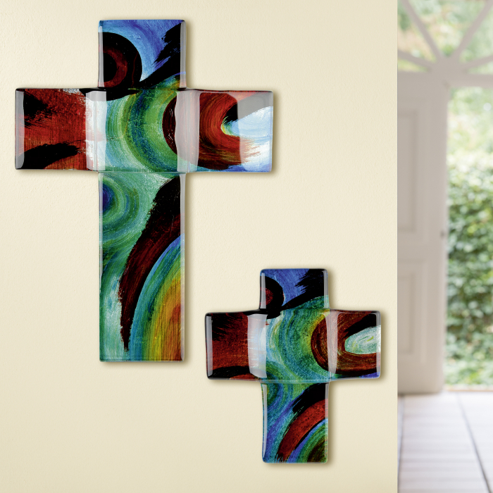 Cruce pentru perete Tree Design, sticla, multicolor, 24x34x2 cm GILDE