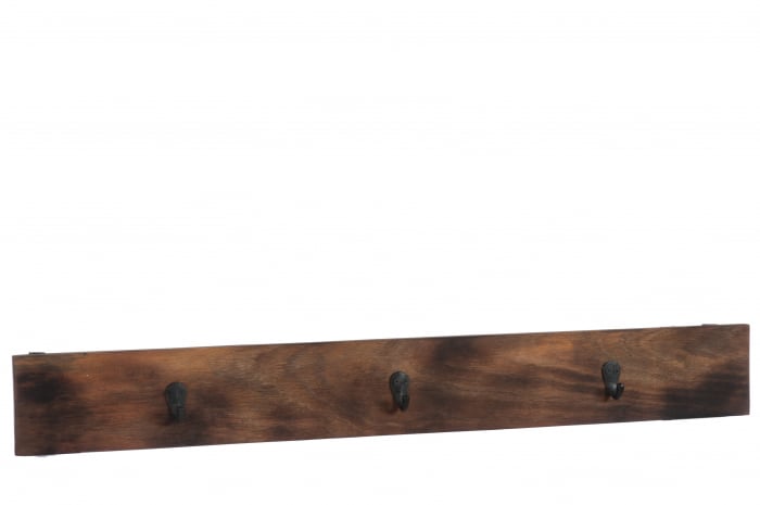 Poza Cuier 3 Hangers Wood, Lemn, Maro, 100.5x5.5x12 cm