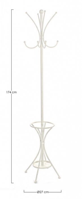 Cuier Charlotte cu suport pentru umbrele, Metal, Alb, 27x27x174 cm [2]