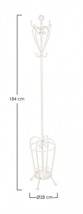 Cuier Emily cu suport pentru umbrele, Metal, Alb, 28x28x184 cm [2]