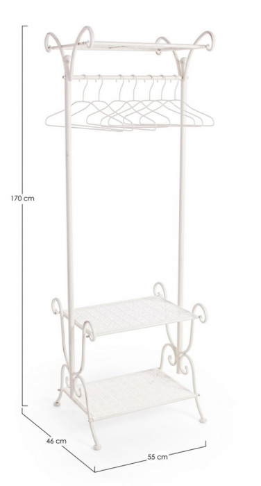 Cuier EMILY, metal, alb, 55x46x170cm [2]