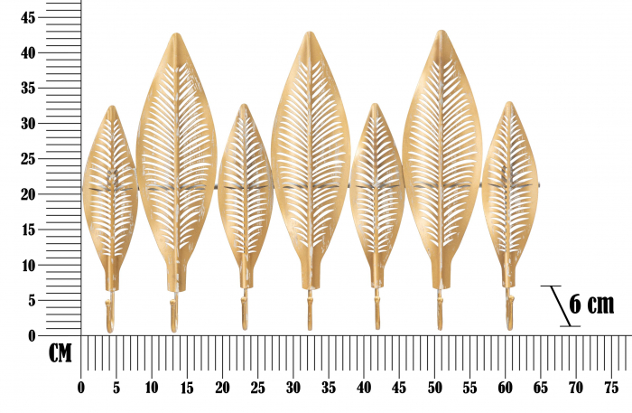 Cuier Long Leaf, Fier, Auriu, 65x42.5x6 cm [6]