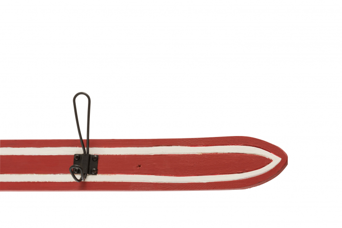 Cuier Ski 5 Hooks, Lemn, Rosu/Alb, 170x15x8.5 cm [3]