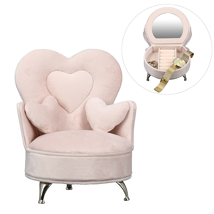 Cutie bijuterii Love, metal catifea, roz argintiu, 12×15.5×18 cm GILDE imagine 2022 by aka-home.ro