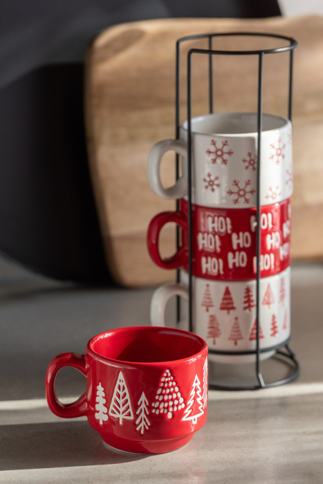 Cutie cu 4 cesti de cafea Craciun, Dolomite alb/ rosu | L 16X l 15X H 29.5 cm [1]