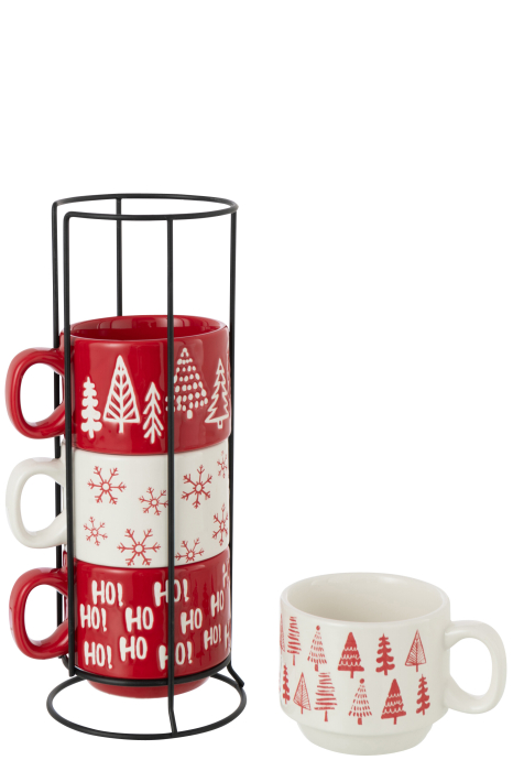 Cutie cu 4 cesti de cafea Craciun, Dolomite alb/ rosu | L 16X l 15X H 29.5 cm [3]