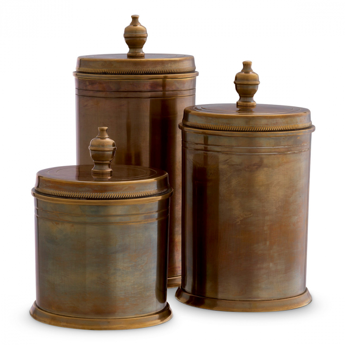 Cutie Gaston vintage cu finisaj alamă set de 3 [1]