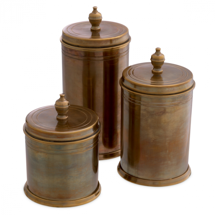 Cutie Gaston vintage cu finisaj alamă set de 3 [3]
