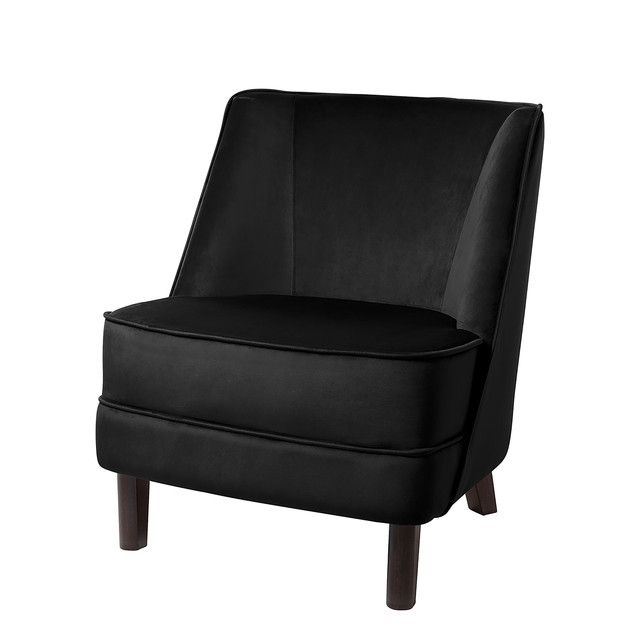 DAVE scaun, velvet, negru, picioare de lemn h.81 cm