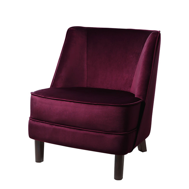 DAVE scaun, velvet, rosu inchis, picioare de lemn h.81 cm DAVE