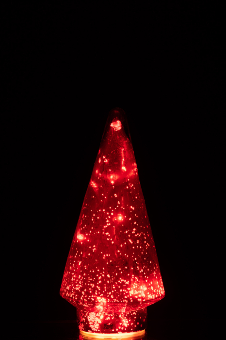 Deco bradut LED, Sticla, Rosu, 10x10x24 [3]
