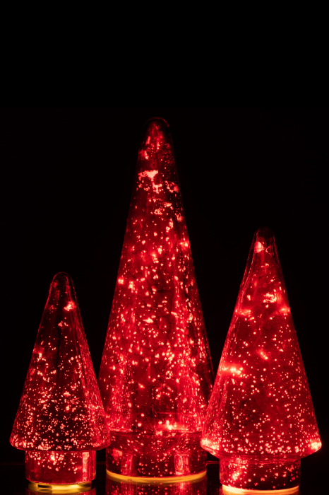 Deco bradut LED, Sticla, Rosu, 12x12x33 [6]