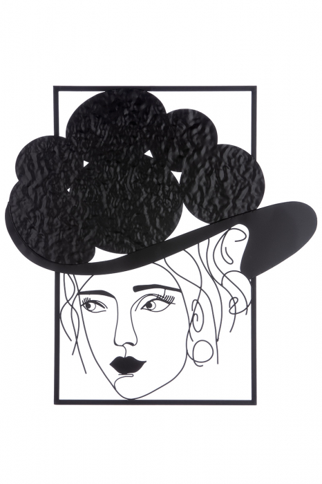 Deco de perete metalic, Woman with hat [2]