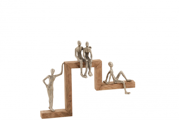 Decoratiune perete 4 Relax, Lemn/Metal/Fier, Argintiu/Natural, 10x50x40 cm [2]
