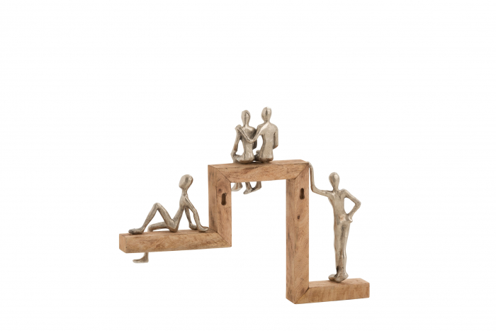 Decoratiune perete 4 Relax, Lemn/Metal/Fier, Argintiu/Natural, 10x50x40 cm [3]
