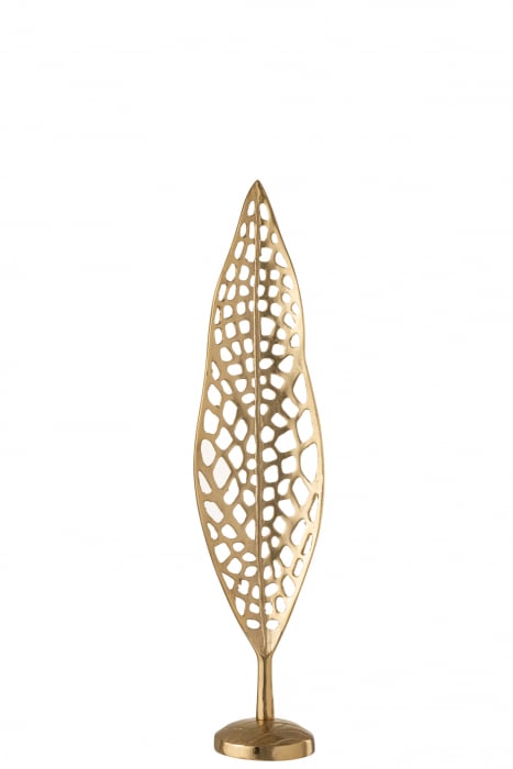 Decoratiune Leaf, Aluminiu, Auriu, 12x16x69 cm
