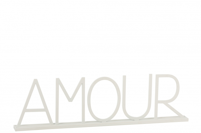 Decoratiune Amour, Metal Fier, Alb, 77.8x5x23 cm
