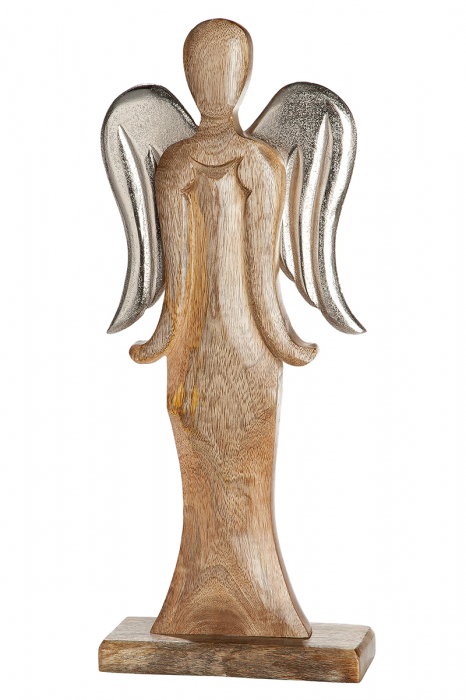Decoratiune ANGEL, aluminiu lemn, 22x8x50 cm imagine 2021 lotusland.ro