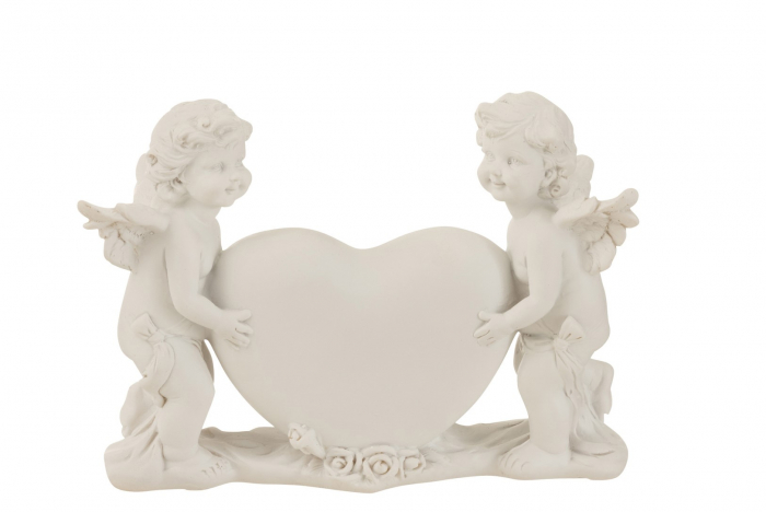 Decoratiune Angel Couple, Rasina, Alb, 19x7x13.5 cm