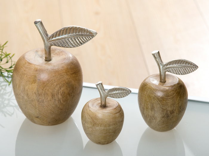 Decoratiune Apple, lemn, maro, 8x14x8 cm