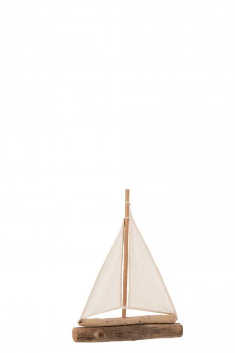 Decoratiune barca vapor, Lemn, Natural, 35x7.5x42 cm
