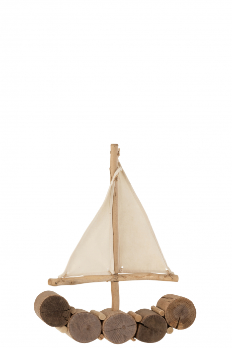 Decoratiune barca vapor, Lemn, Natural, 36x8x43 cm