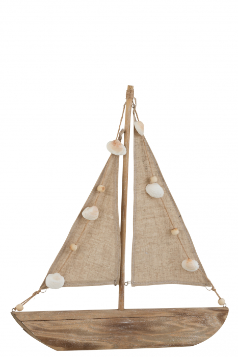 Decoratiune barca vapor, Lemn, Natural, 37x6.5x42.5 cm