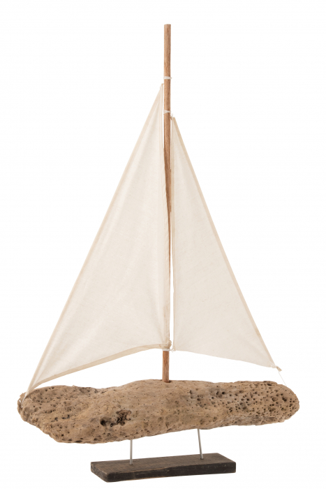 Decoratiune barca vapor, Lemn, Natural, 43.5x9x62 cm